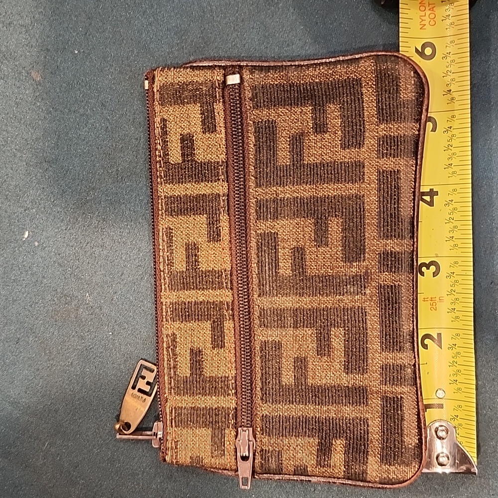 Fendi Zucca Card Holder Coin Pouch Zip Wallet Canvas Vintage - Picture 5 of 13